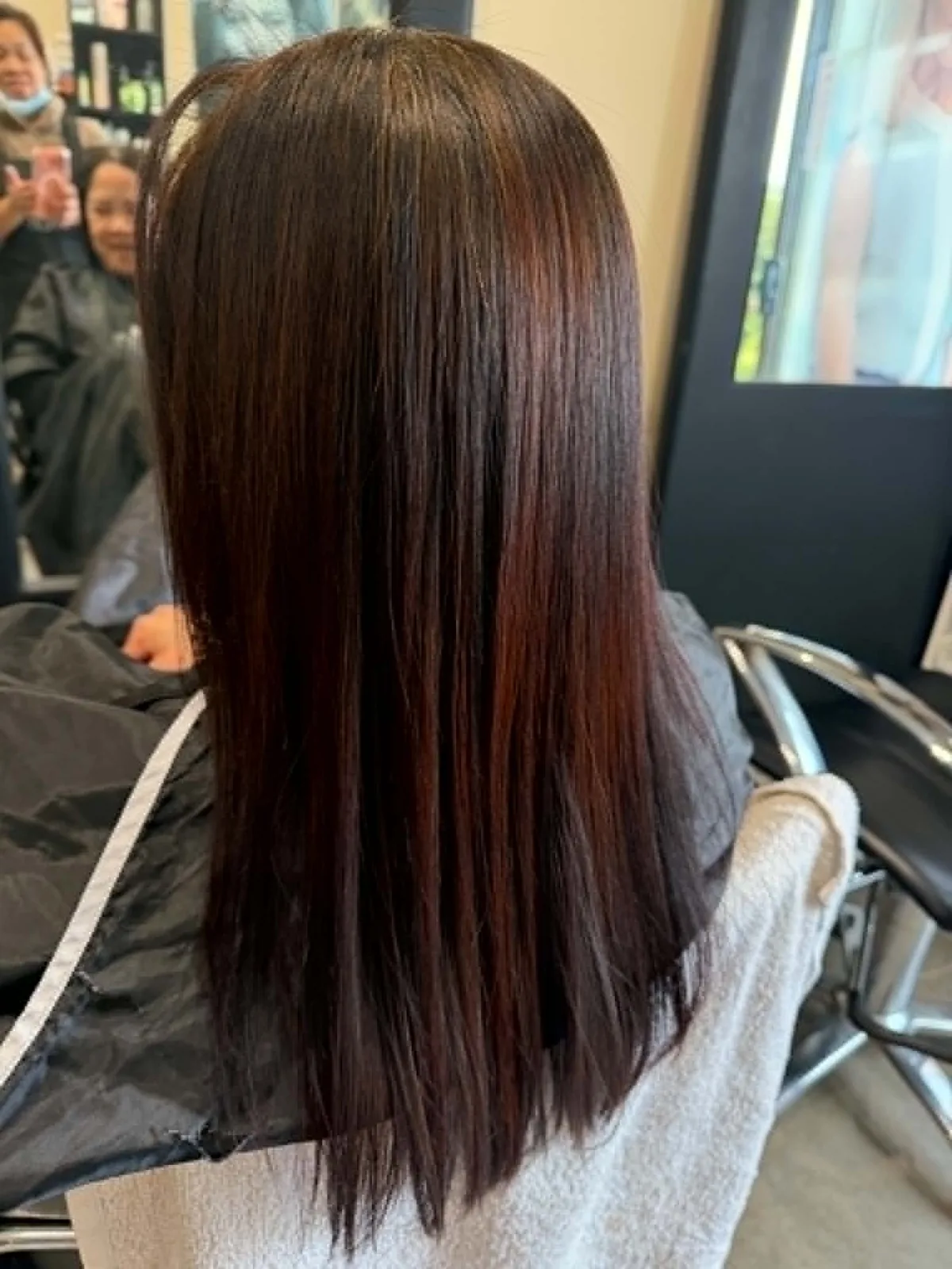 After sleek hair transformation