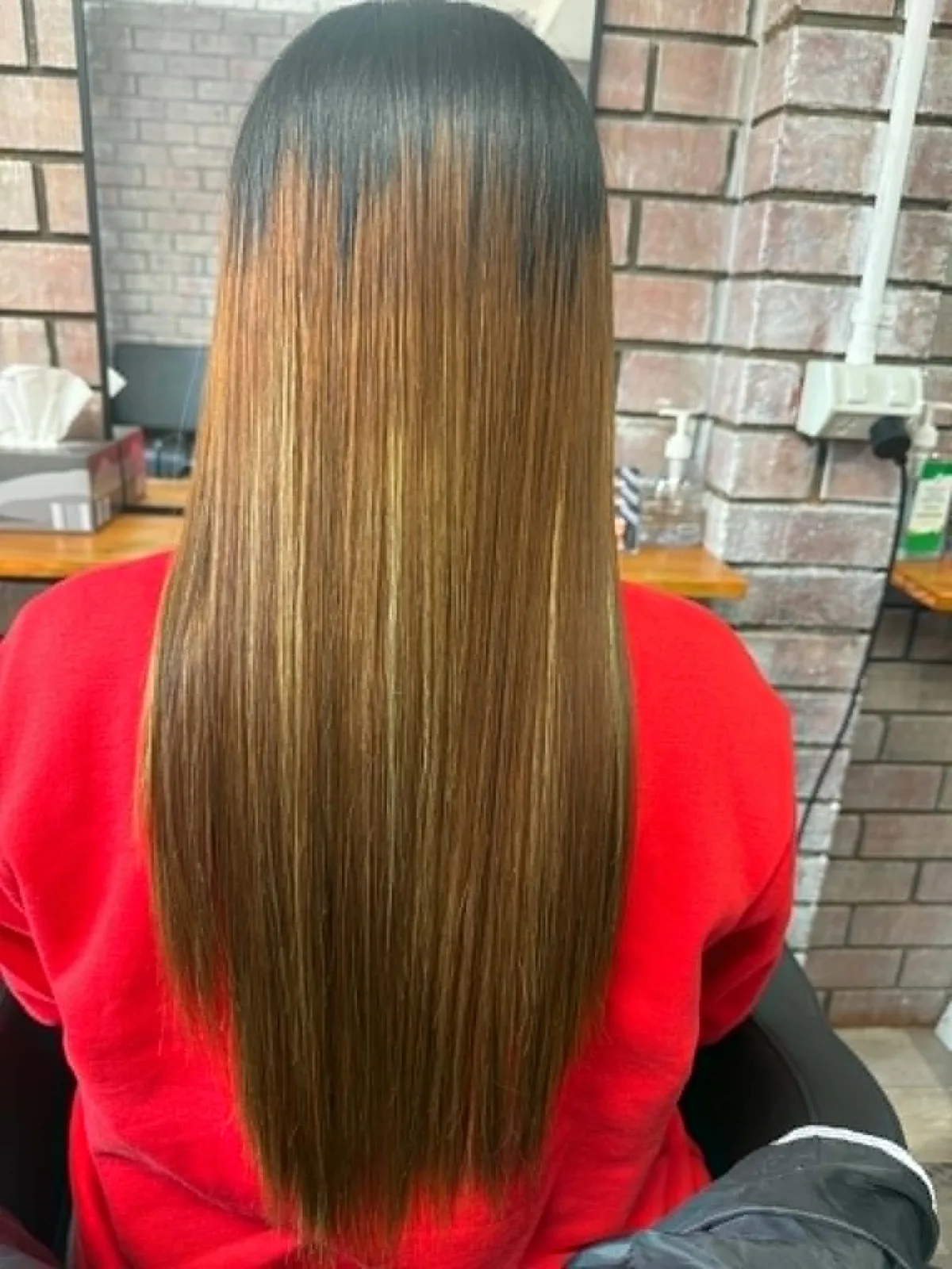 After long warm hair smoothing