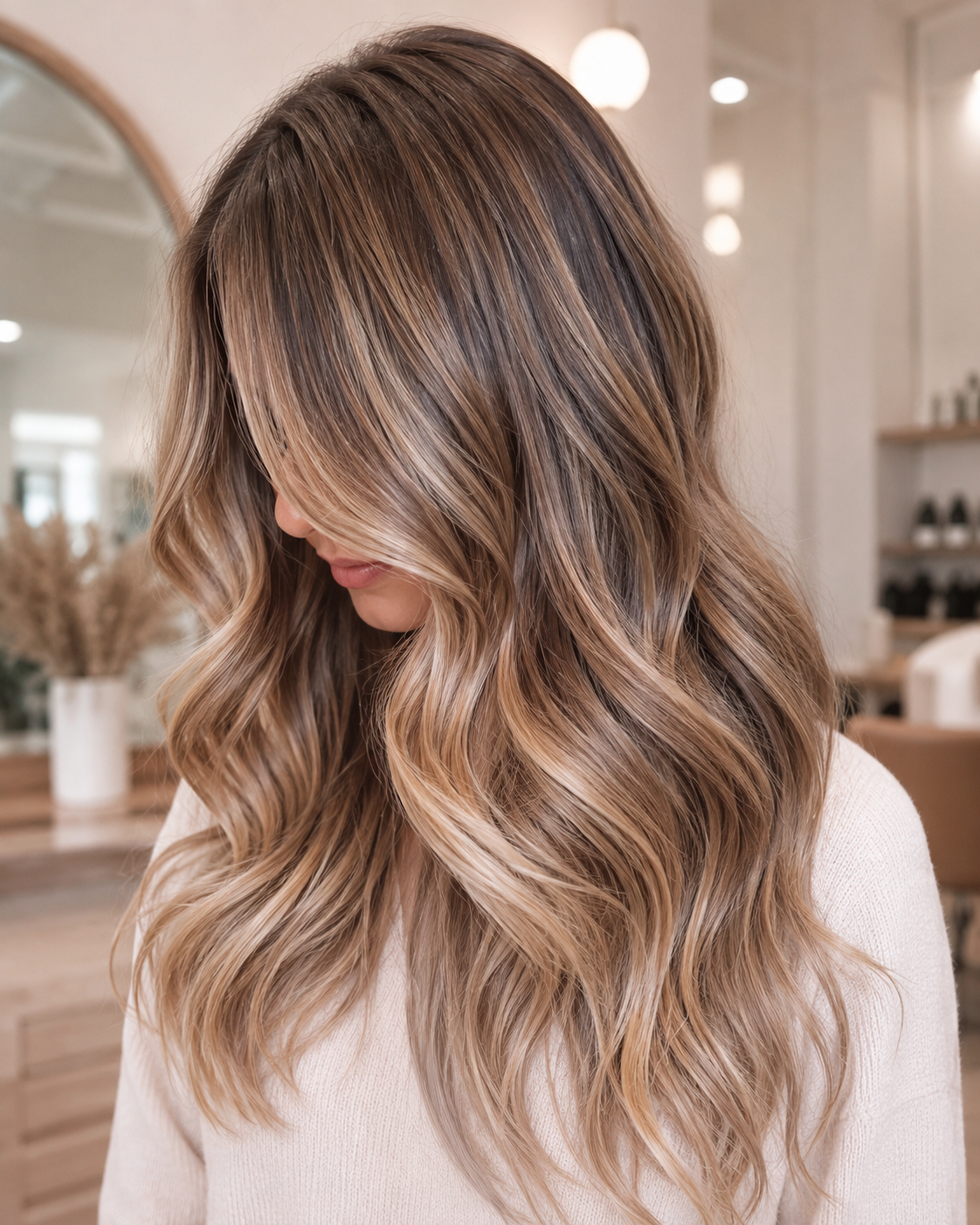 Soft blonde waves and colour result