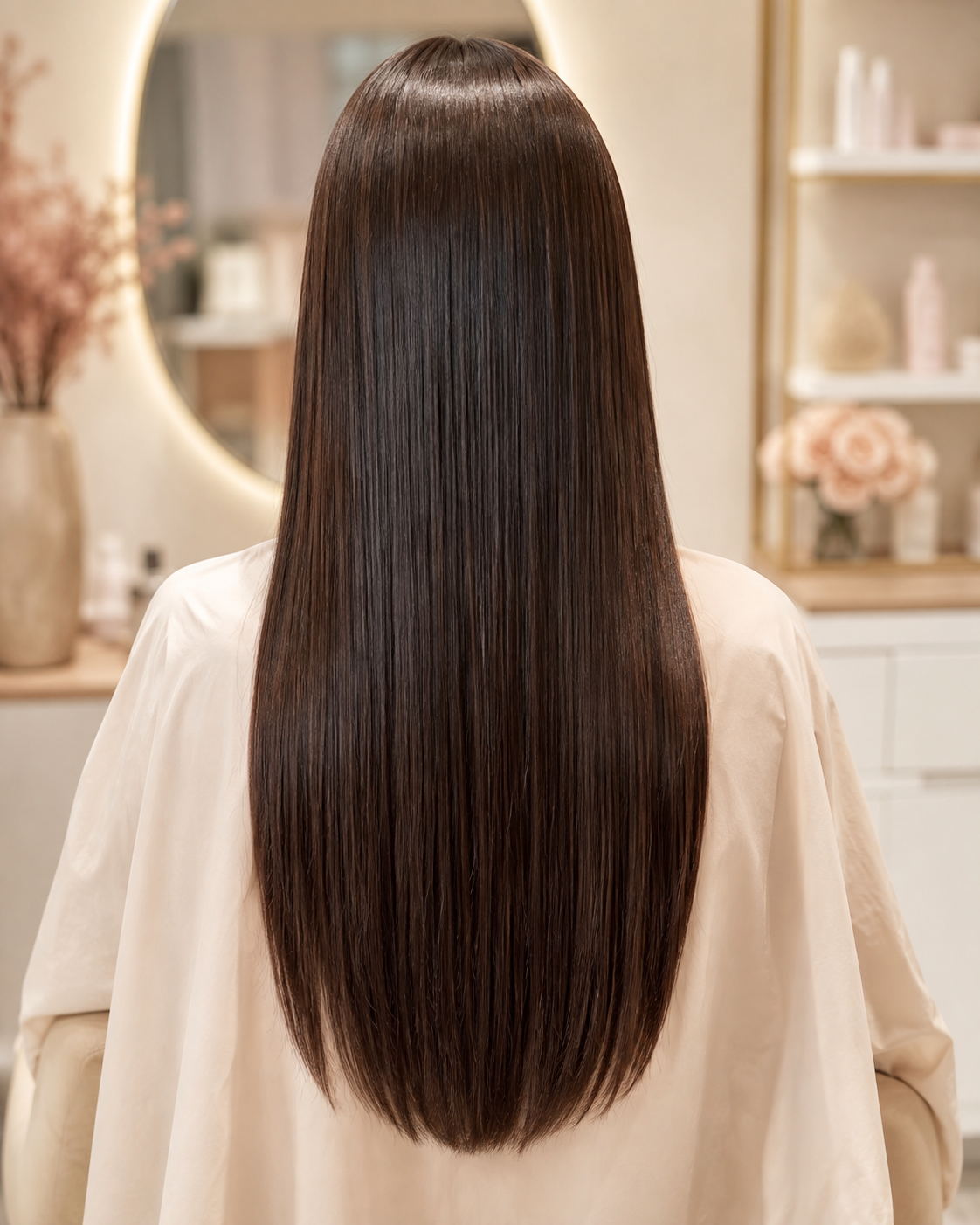 Sleek straight brunette hair result