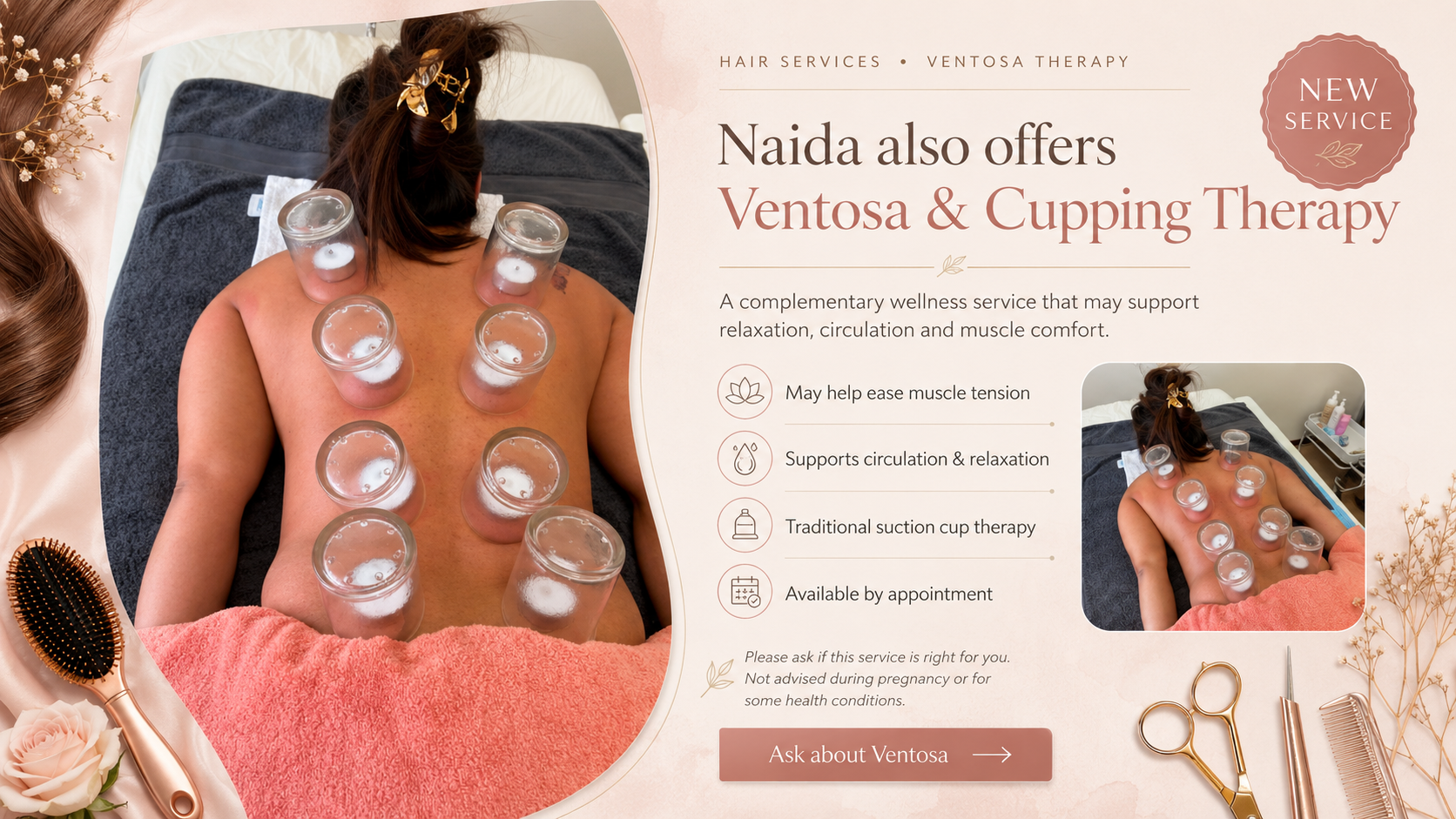 Naida's Ventosa and cupping therapy service with cupping treatment highlights